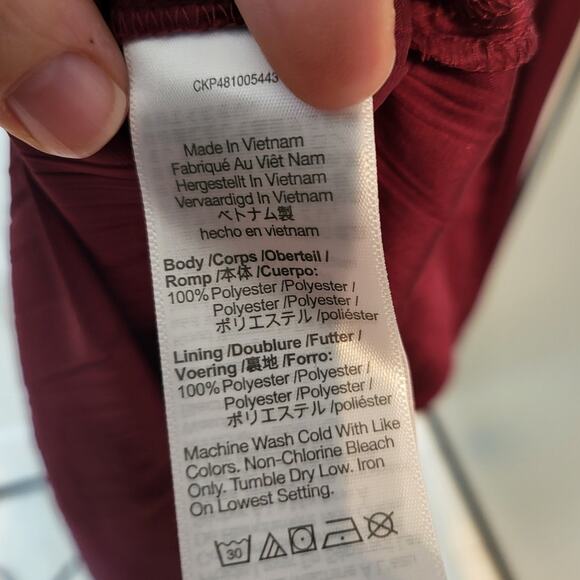 Madewell Short Sleeve Slip Midi Dress in Plisse - Mulberry Wine - Small - Picture 7 of 7